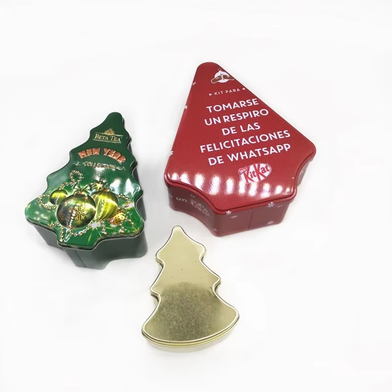 Christmas tree shaped tins